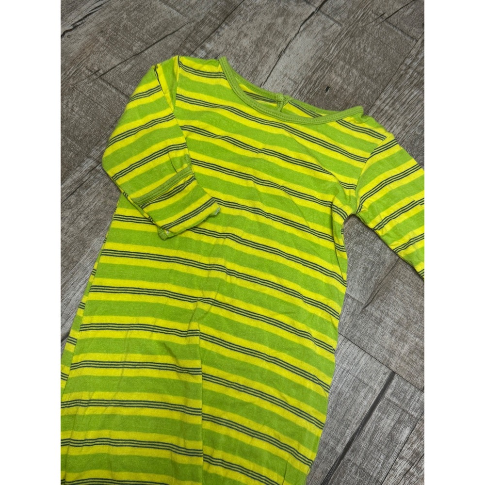 Kicky Pants Baby Gown Green Yellow Striped Bamboo Viscose 0-3 Months